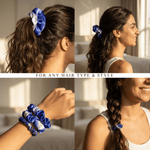 NOCHKA Lavender Indigo Print of Silk Scrunchies – Ultra Thin, Skinny, Regular & Jumbo - NOCHKA
