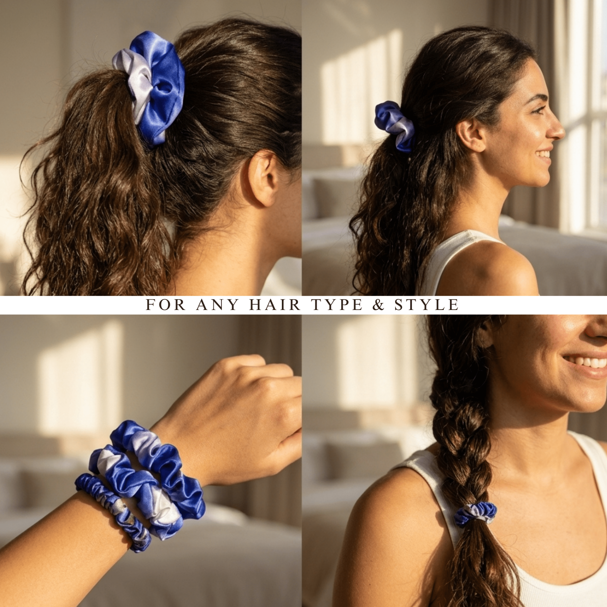NOCHKA Lavender Indigo Print of Silk Scrunchies – Ultra Thin, Skinny, Regular & Jumbo - NOCHKA
