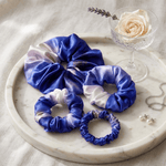 NOCHKA Lavender Indigo Print of Silk Scrunchies – Ultra Thin, Skinny, Regular & Jumbo - NOCHKA
