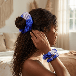 NOCHKA Lavender Indigo Print of Silk Scrunchies – Ultra Thin, Skinny, Regular & Jumbo - NOCHKA
