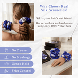 NOCHKA Lavender Indigo Print of Silk Scrunchies – Ultra Thin, Skinny, Regular & Jumbo - NOCHKA
