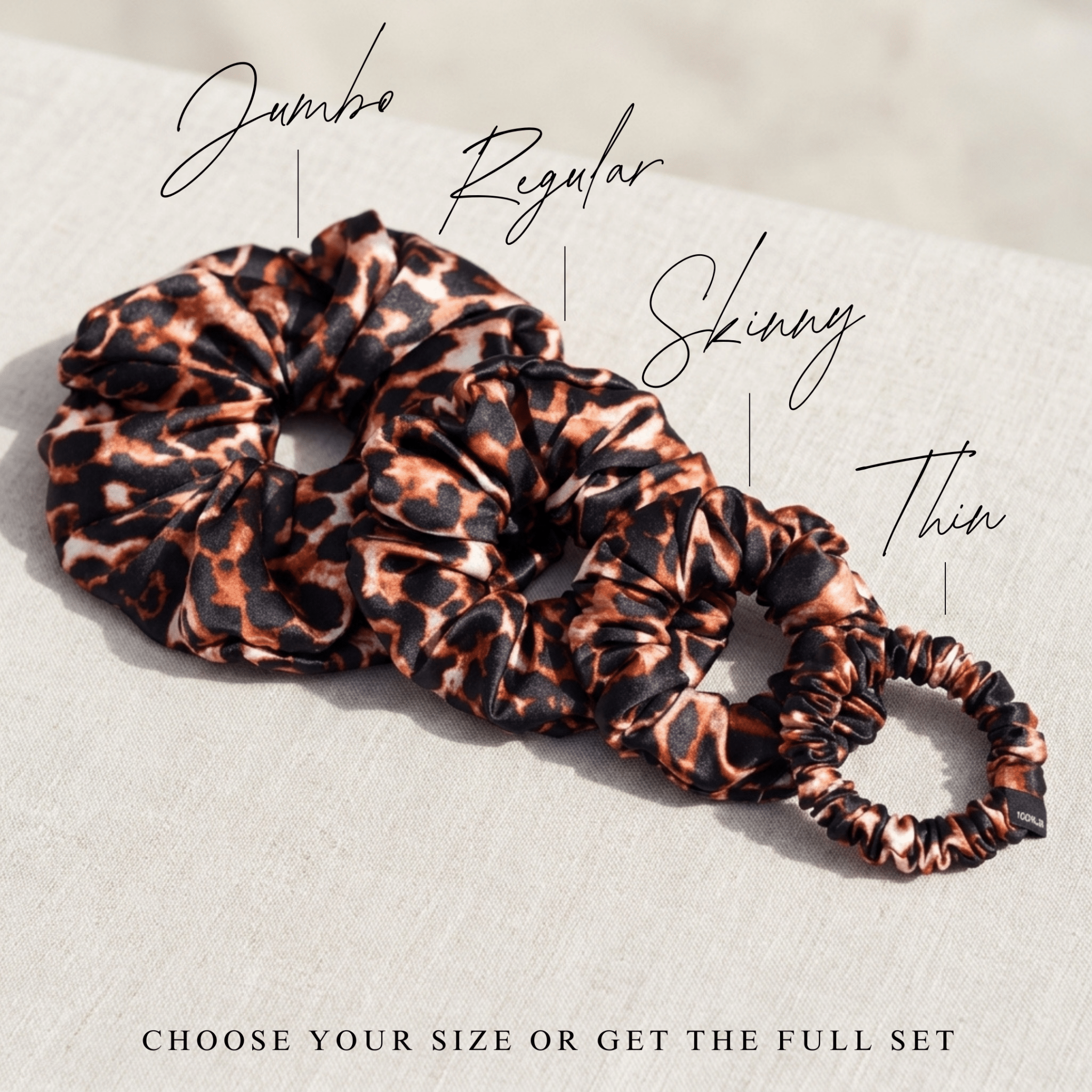 NOCHKA Leopard Print of Silk Scrunchies – Ultra Thin, Skinny, Regular & Jumbo - NOCHKA
