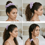 NOCHKA Midnight Lavender Velvet Silk Scrunchies – Ultra Thin, Skinny, Regular & Jumbo Hair Ties – Soft Luxury Black Scrunchies for All Hair Type - NOCHKA
