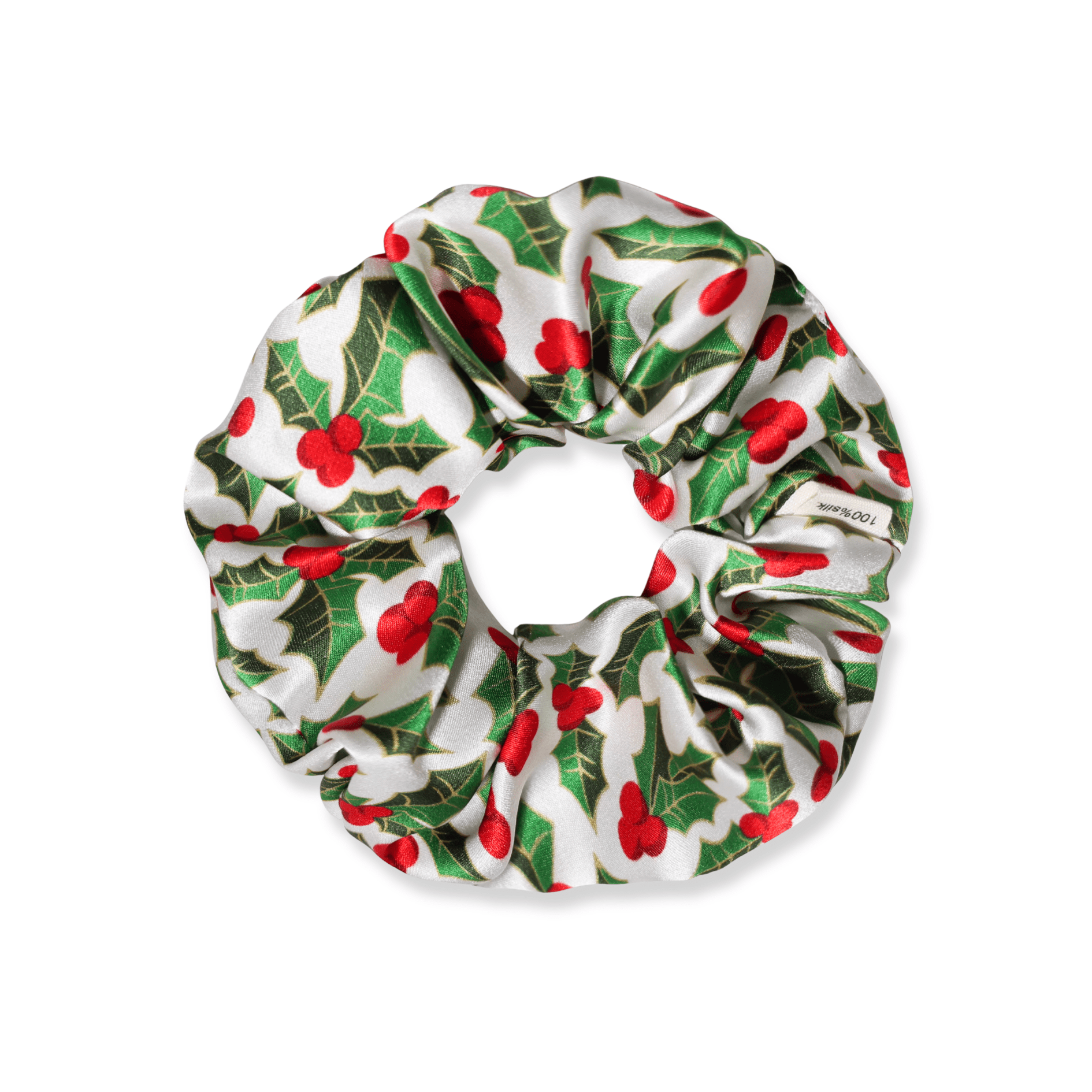 NOCHKA Mistletoe Print of Silk Scrunchies – Ultra Thin, Skinny, Regular & Jumbo - NOCHKA