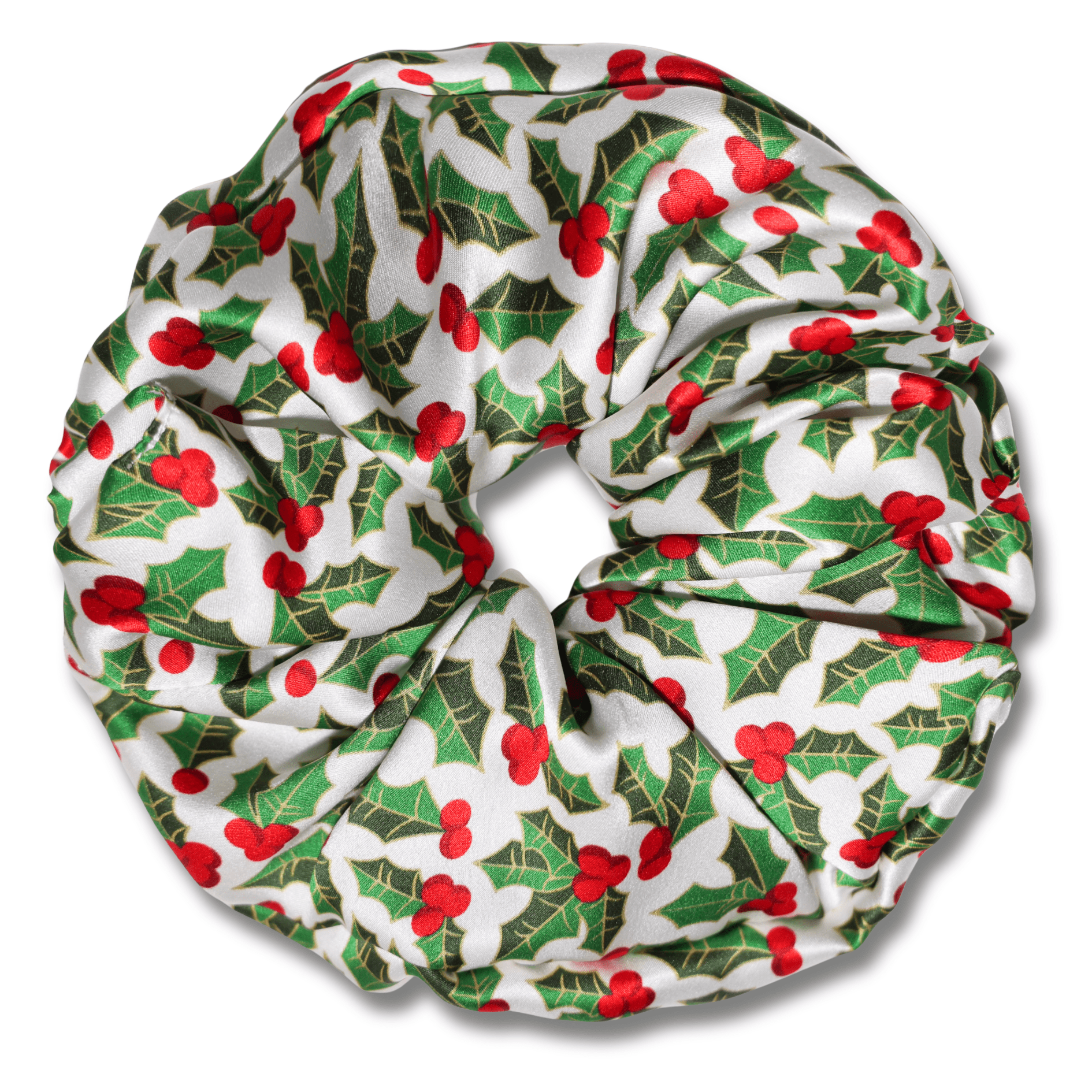 NOCHKA Mistletoe Print of Silk Scrunchies – Ultra Thin, Skinny, Regular & Jumbo - NOCHKA
