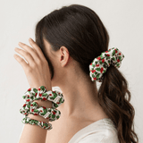 NOCHKA Mistletoe Print of Silk Scrunchies – Ultra Thin, Skinny, Regular & Jumbo - NOCHKA
