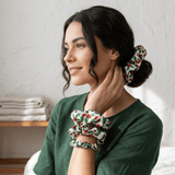 NOCHKA Mistletoe Print of Silk Scrunchies – Ultra Thin, Skinny, Regular & Jumbo - NOCHKA

