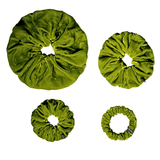 NOCHKA Olive Velvet Silk Scrunchies – Ultra Thin, Skinny, Regular & Jumbo Hair Ties – Soft Luxury Black Scrunchies for All Hair Types - NOCHKA
