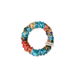 NOCHKA Peonies on Aqua Print of Silk Scrunchies – Ultra Thin, Skinny, Regular & Jumbo - NOCHKA
