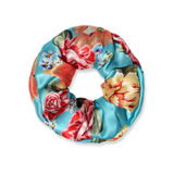 NOCHKA Peonies on Aqua Print of Silk Scrunchies – Ultra Thin, Skinny, Regular & Jumbo - NOCHKA
