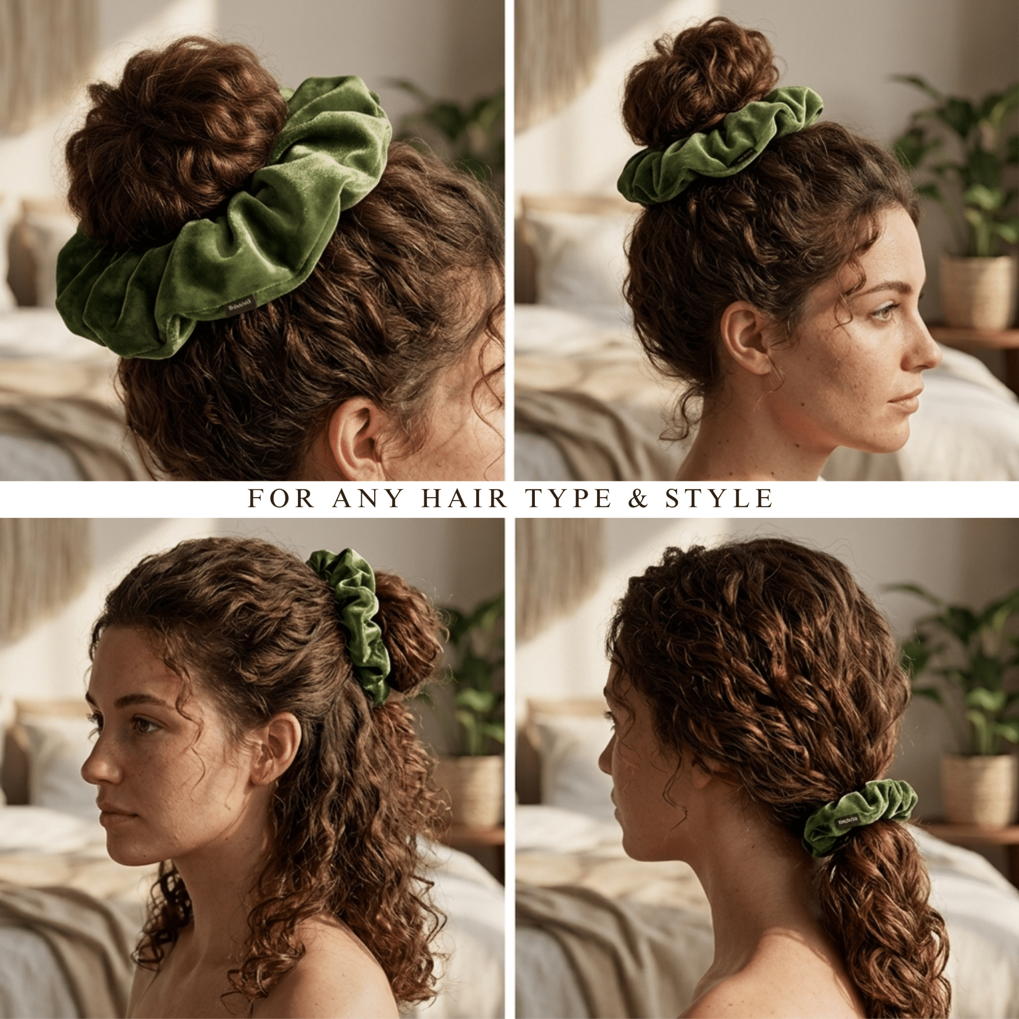 NOCHKA Pesto Velvet Silk Scrunchies – Ultra Thin, Skinny, Regular & Jumbo Hair Ties – Soft Luxury Black Scrunchies for All Hair Types - NOCHKA

