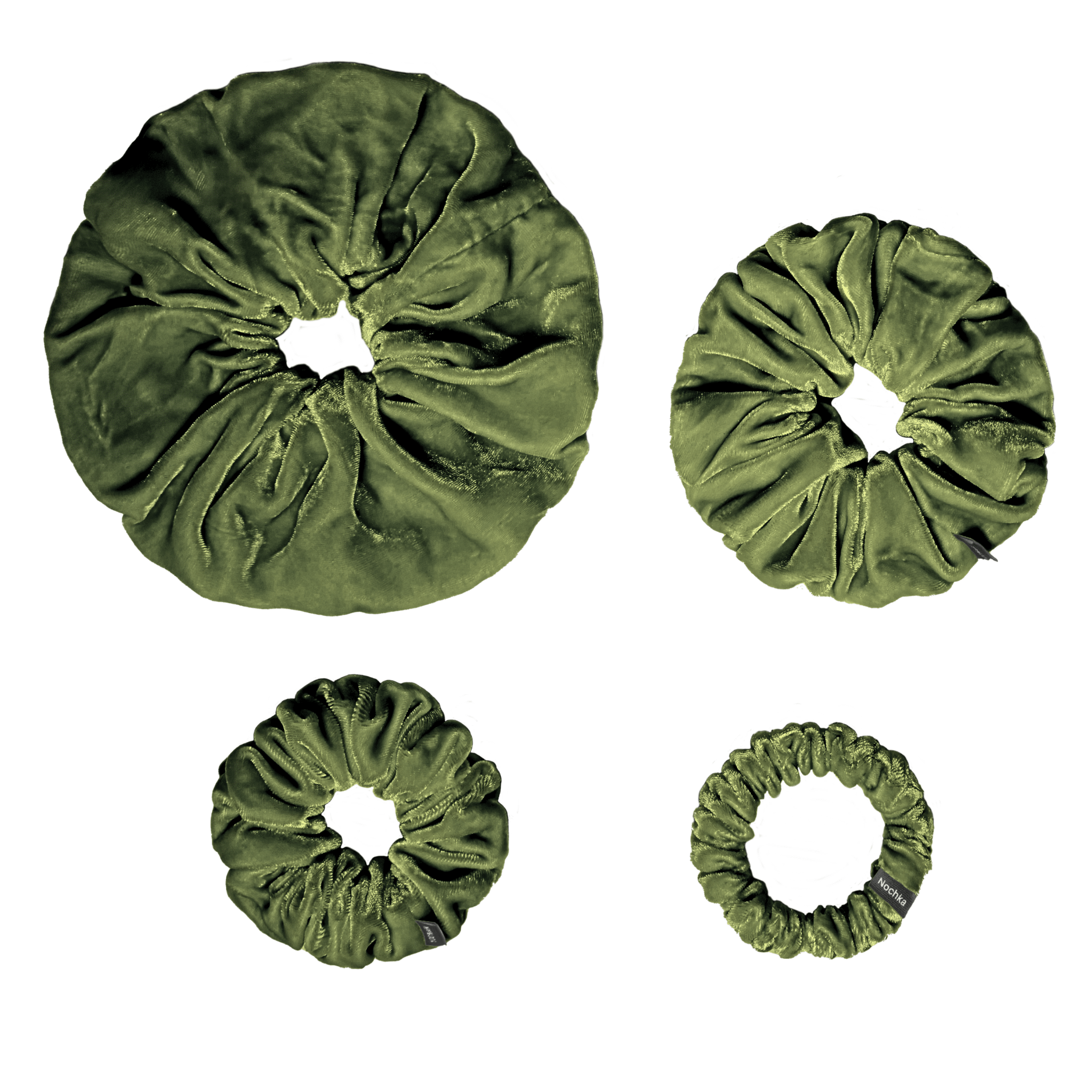 NOCHKA Pesto Velvet Silk Scrunchies – Ultra Thin, Skinny, Regular & Jumbo Hair Ties – Soft Luxury Black Scrunchies for All Hair Types - NOCHKA