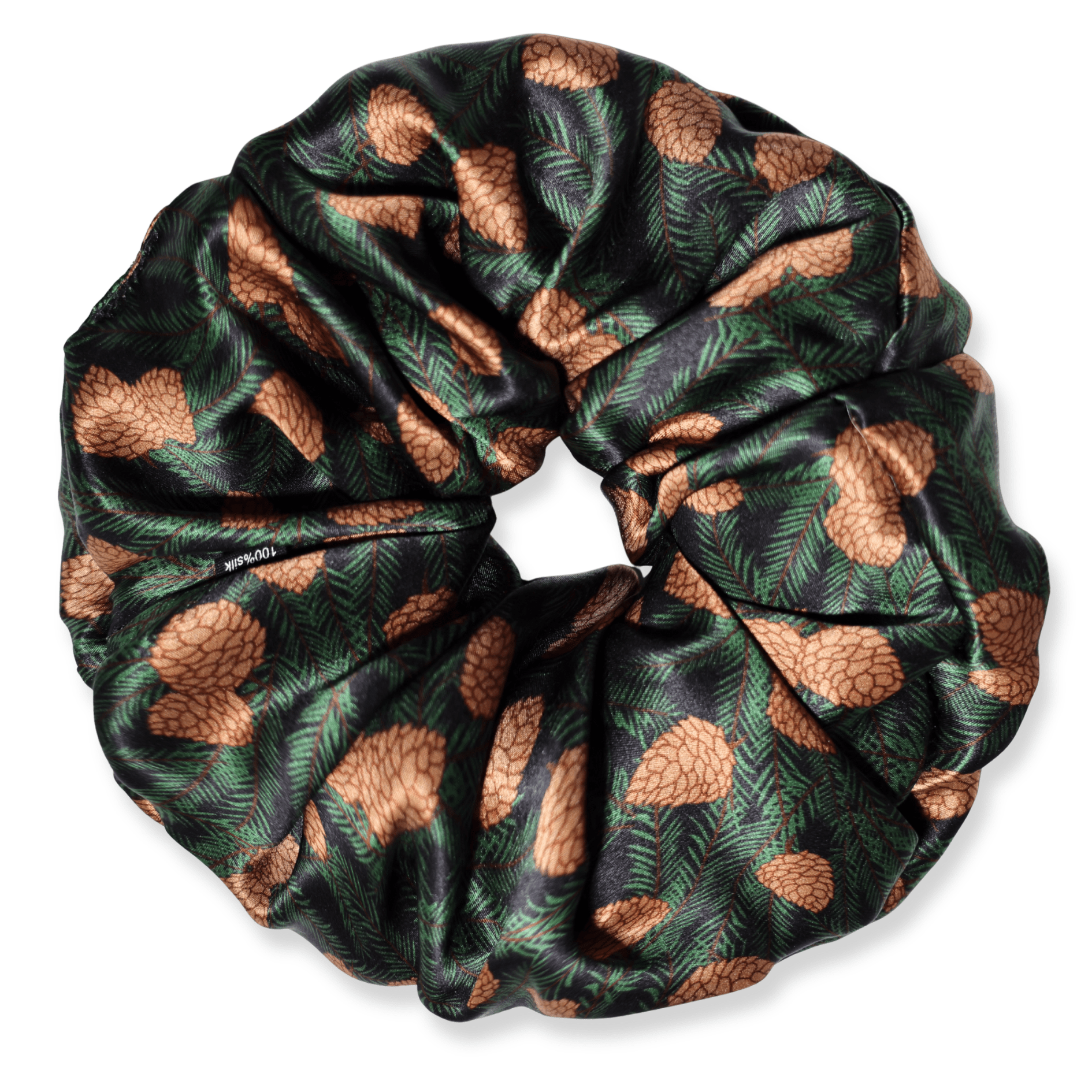 NOCHKA Pine Tree Print of Silk Scrunchies – Ultra Thin, Skinny, Regular & Jumbo - NOCHKA