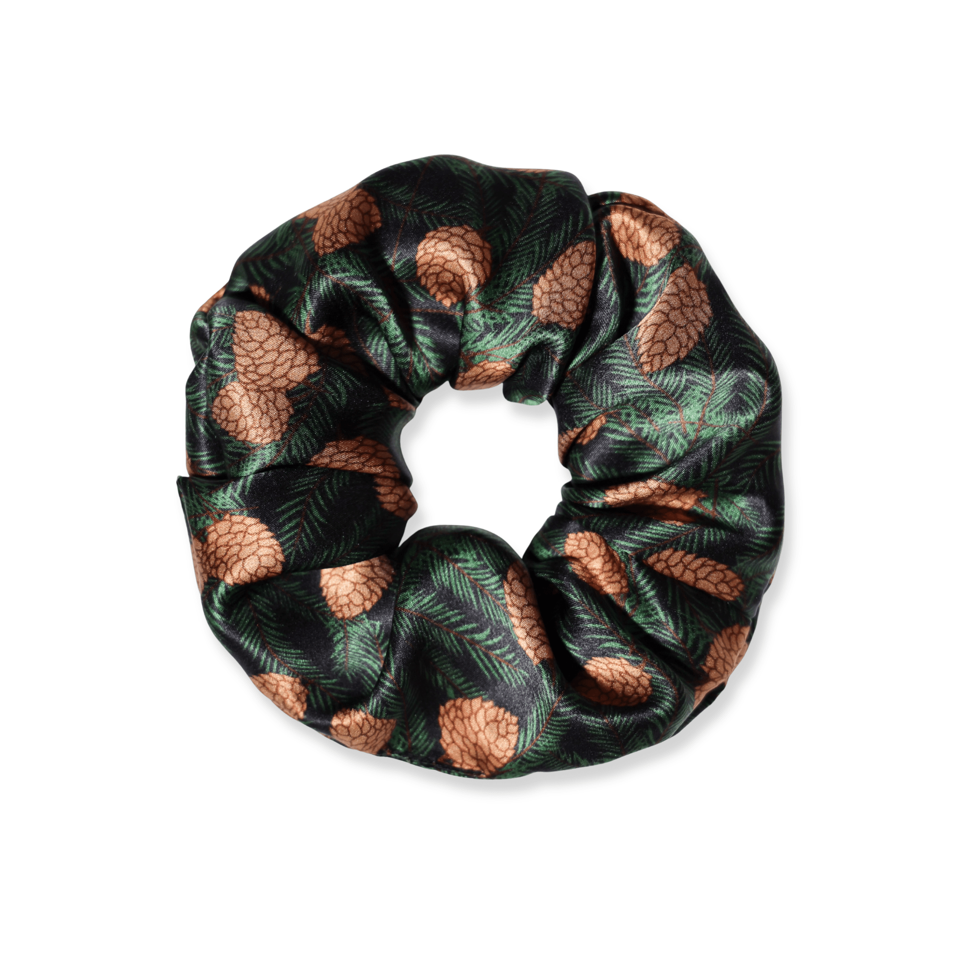 NOCHKA Pine Tree Print of Silk Scrunchies – Ultra Thin, Skinny, Regular & Jumbo - NOCHKA