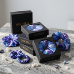 NOCHKA Purple Way Print of Silk Scrunchies – Ultra Thin, Skinny, Regular & Jumbo - NOCHKA
