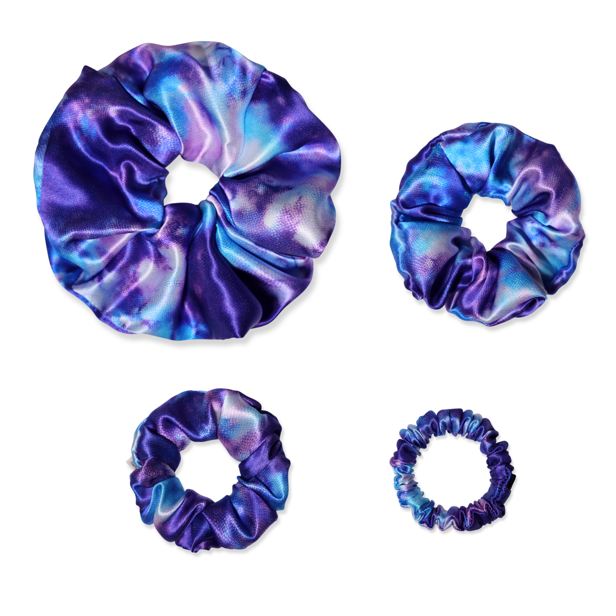 NOCHKA Purple Way Print of Silk Scrunchies – Ultra Thin, Skinny, Regular & Jumbo - NOCHKA