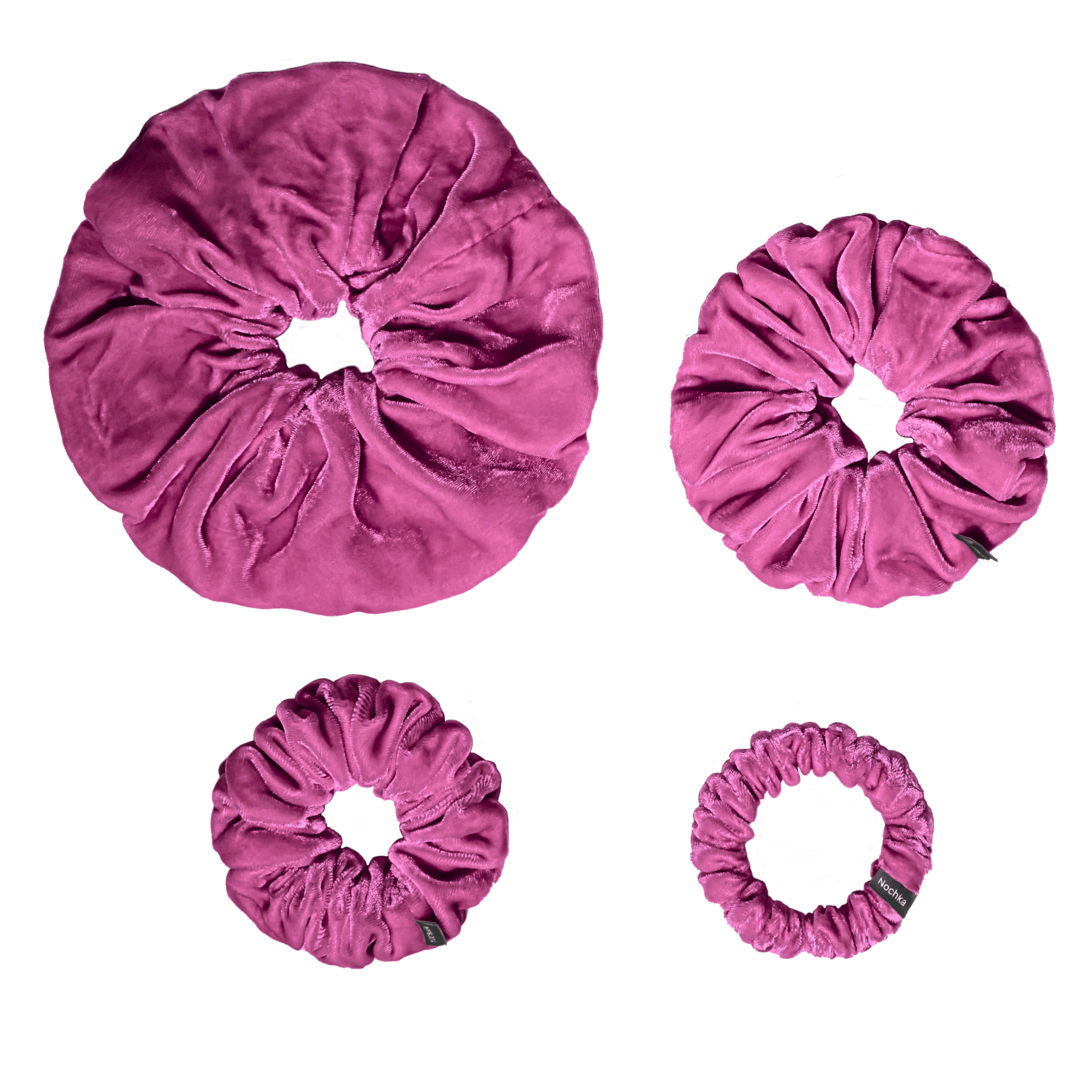 NOCHKA Raspberry Velvet Silk Scrunchies – Ultra Thin, Skinny, Regular & Jumbo Hair Ties – Soft Luxury Black Scrunchies for All Hair Types - NOCHKA
