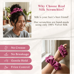 NOCHKA Raspberry Velvet Silk Scrunchies – Ultra Thin, Skinny, Regular & Jumbo Hair Ties – Soft Luxury Black Scrunchies for All Hair Types - NOCHKA
