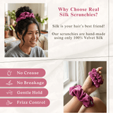 NOCHKA Raspberry Velvet Silk Scrunchies – Ultra Thin, Skinny, Regular & Jumbo Hair Ties – Soft Luxury Black Scrunchies for All Hair Types - NOCHKA
