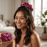 NOCHKA Raspberry Velvet Silk Scrunchies – Ultra Thin, Skinny, Regular & Jumbo Hair Ties – Soft Luxury Black Scrunchies for All Hair Types - NOCHKA
