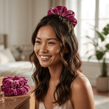 NOCHKA Raspberry Velvet Silk Scrunchies – Ultra Thin, Skinny, Regular & Jumbo Hair Ties – Soft Luxury Black Scrunchies for All Hair Types - NOCHKA
