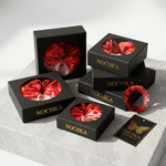 NOCHKA Red Gradient Print of Silk Scrunchies – Ultra Thin, Skinny, Regular & Jumbo - NOCHKA
