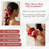 NOCHKA Red Gradient Print of Silk Scrunchies – Ultra Thin, Skinny, Regular & Jumbo - NOCHKA
