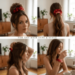 NOCHKA Red Gradient Print of Silk Scrunchies – Ultra Thin, Skinny, Regular & Jumbo - NOCHKA
