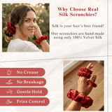 NOCHKA Red Velvet Silk Scrunchies – Ultra Thin, Skinny, Regular & Jumbo Hair Ties – Soft Luxury Black Scrunchies for All Hair Types - NOCHKA
