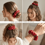 NOCHKA Red Velvet Silk Scrunchies – Ultra Thin, Skinny, Regular & Jumbo Hair Ties – Soft Luxury Black Scrunchies for All Hair Types - NOCHKA
