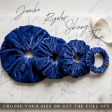 NOCHKA Royal Blue Velvet Silk Scrunchies – Ultra Thin, Skinny, Regular & Jumbo Hair Ties – Soft Luxury Black Scrunchies for All Hair Type - NOCHKA
