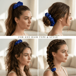 NOCHKA Royal Blue Velvet Silk Scrunchies – Ultra Thin, Skinny, Regular & Jumbo Hair Ties – Soft Luxury Black Scrunchies for All Hair Type - NOCHKA
