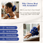 NOCHKA Royal Blue Velvet Silk Scrunchies – Ultra Thin, Skinny, Regular & Jumbo Hair Ties – Soft Luxury Black Scrunchies for All Hair Type - NOCHKA
