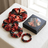 NOCHKA Rusty Rose Print of Silk Scrunchies – Ultra Thin, Skinny, Regular & Jumbo - NOCHKA
