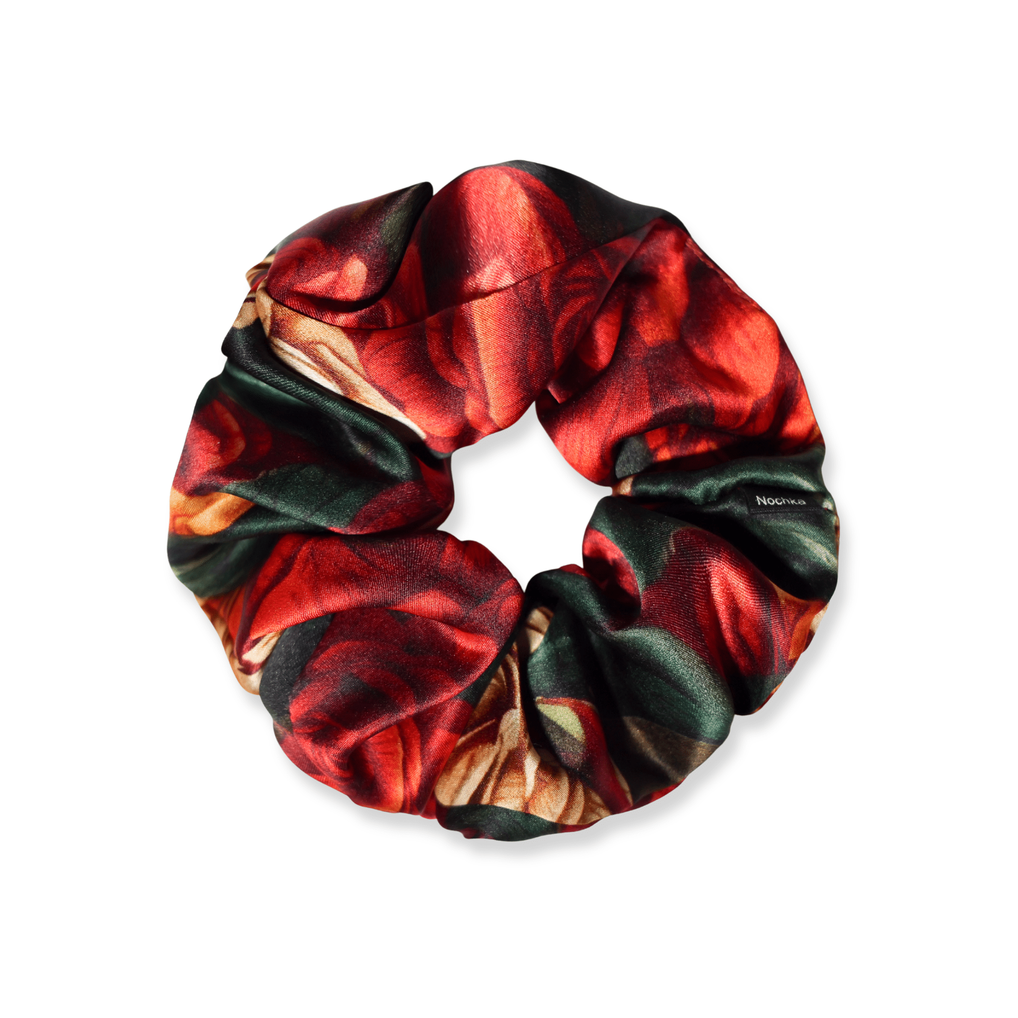 NOCHKA Rusty Rose Print of Silk Scrunchies – Ultra Thin, Skinny, Regular & Jumbo - NOCHKA