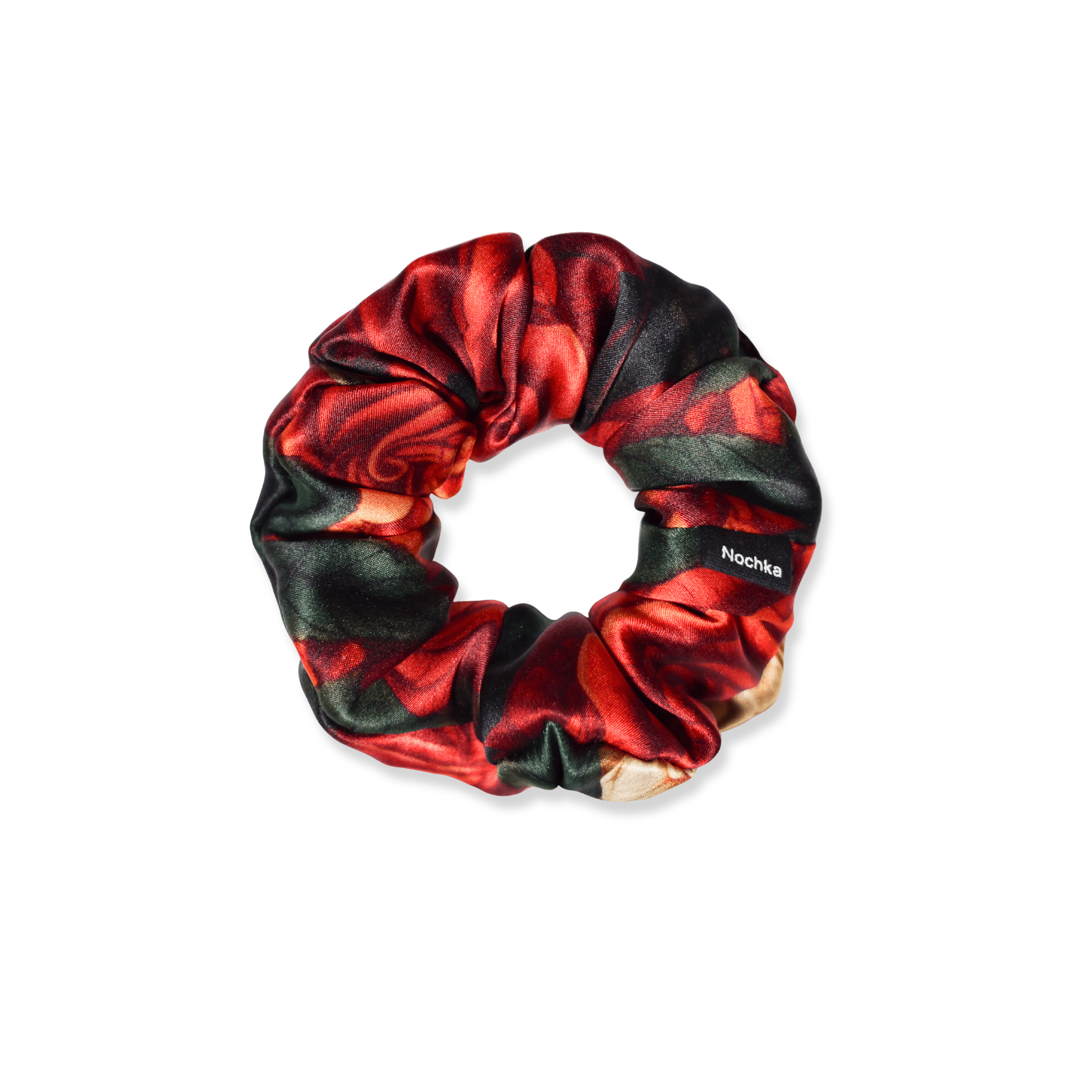 NOCHKA Rusty Rose Print of Silk Scrunchies – Ultra Thin, Skinny, Regular & Jumbo - NOCHKA