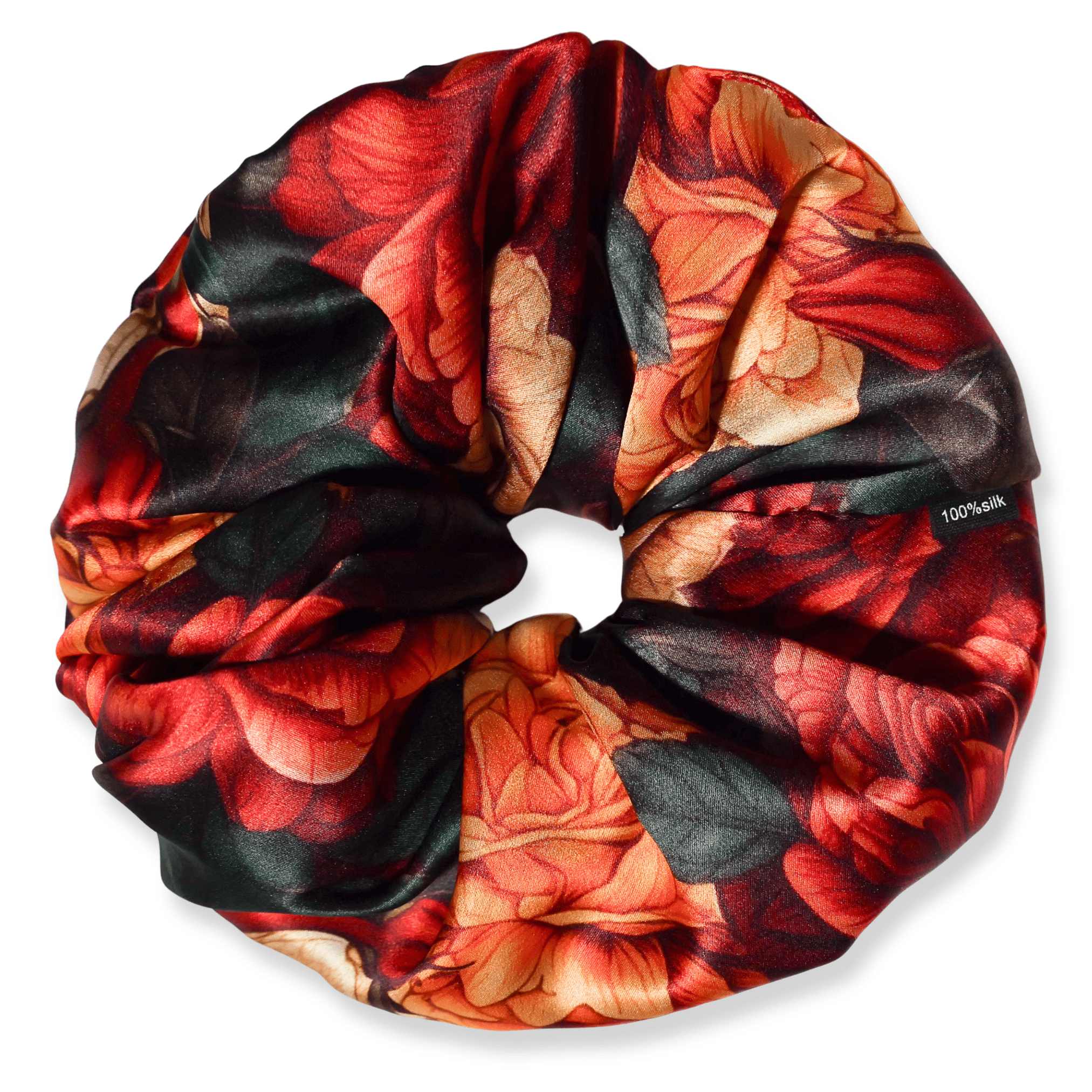 NOCHKA Rusty Rose Print of Silk Scrunchies – Ultra Thin, Skinny, Regular & Jumbo - NOCHKA
