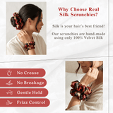 NOCHKA Rusty Rose Print of Silk Scrunchies – Ultra Thin, Skinny, Regular & Jumbo - NOCHKA
