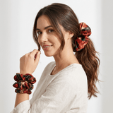 NOCHKA Rusty Rose Print of Silk Scrunchies – Ultra Thin, Skinny, Regular & Jumbo - NOCHKA
