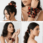 NOCHKA Rusty Rose Print of Silk Scrunchies – Ultra Thin, Skinny, Regular & Jumbo - NOCHKA

