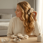 NOCHKA Sand Velvet Silk Scrunchies – Ultra Thin, Skinny, Regular & Jumbo Hair Ties – Soft Luxury Black Scrunchies for All Hair Types - NOCHKA
