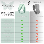 Nochka Aqua Blue Mulberry Silk Headband compared to polyester headbands – handmade in USA, no breakage, skin friendly
