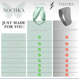 Nochka Aqua Blue Mulberry Silk Headband compared to polyester headbands – handmade in USA, no breakage, skin friendly
