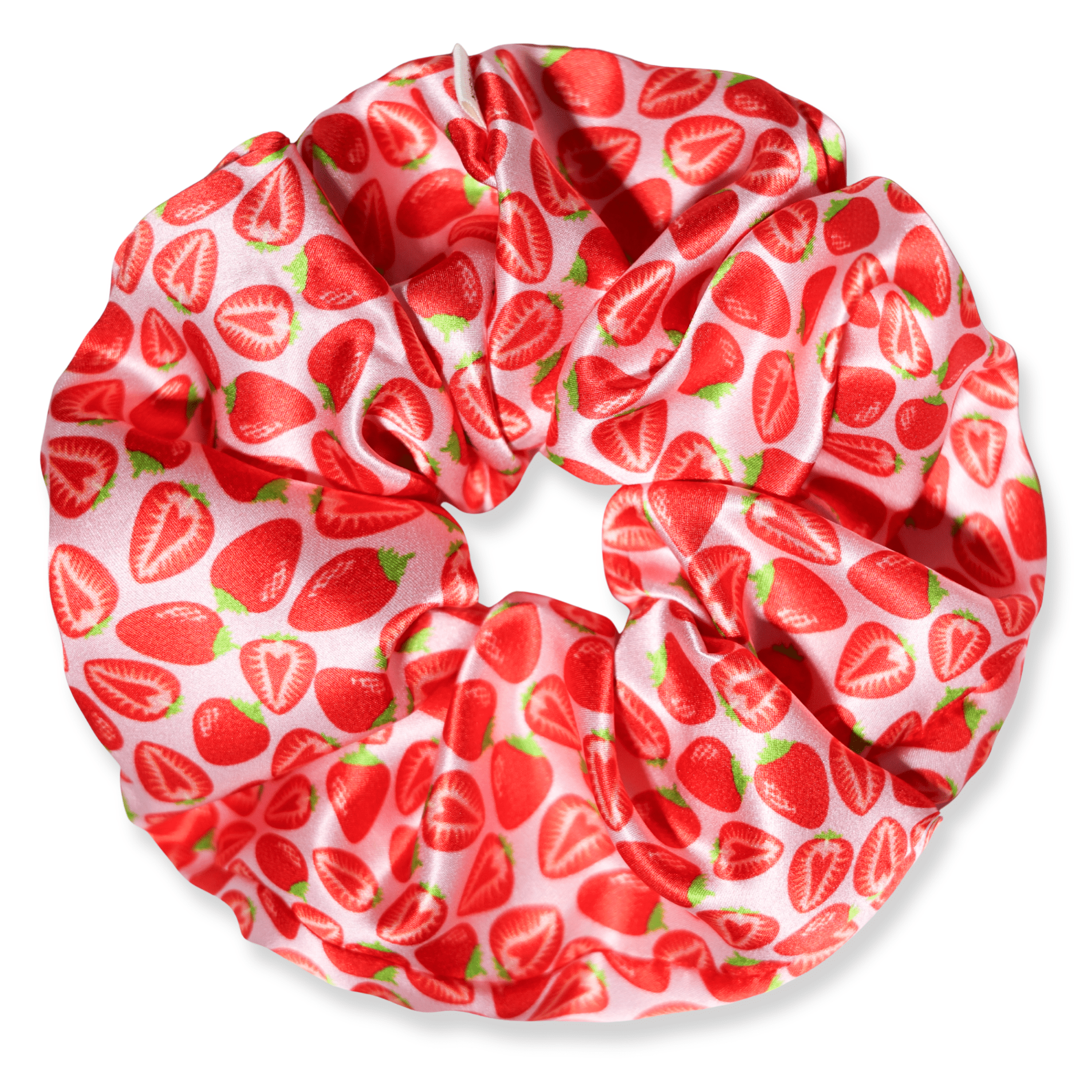 NOCHKA Strawberry Print of Silk Scrunchies – Ultra Thin, Skinny, Regular & Jumbo - NOCHKA