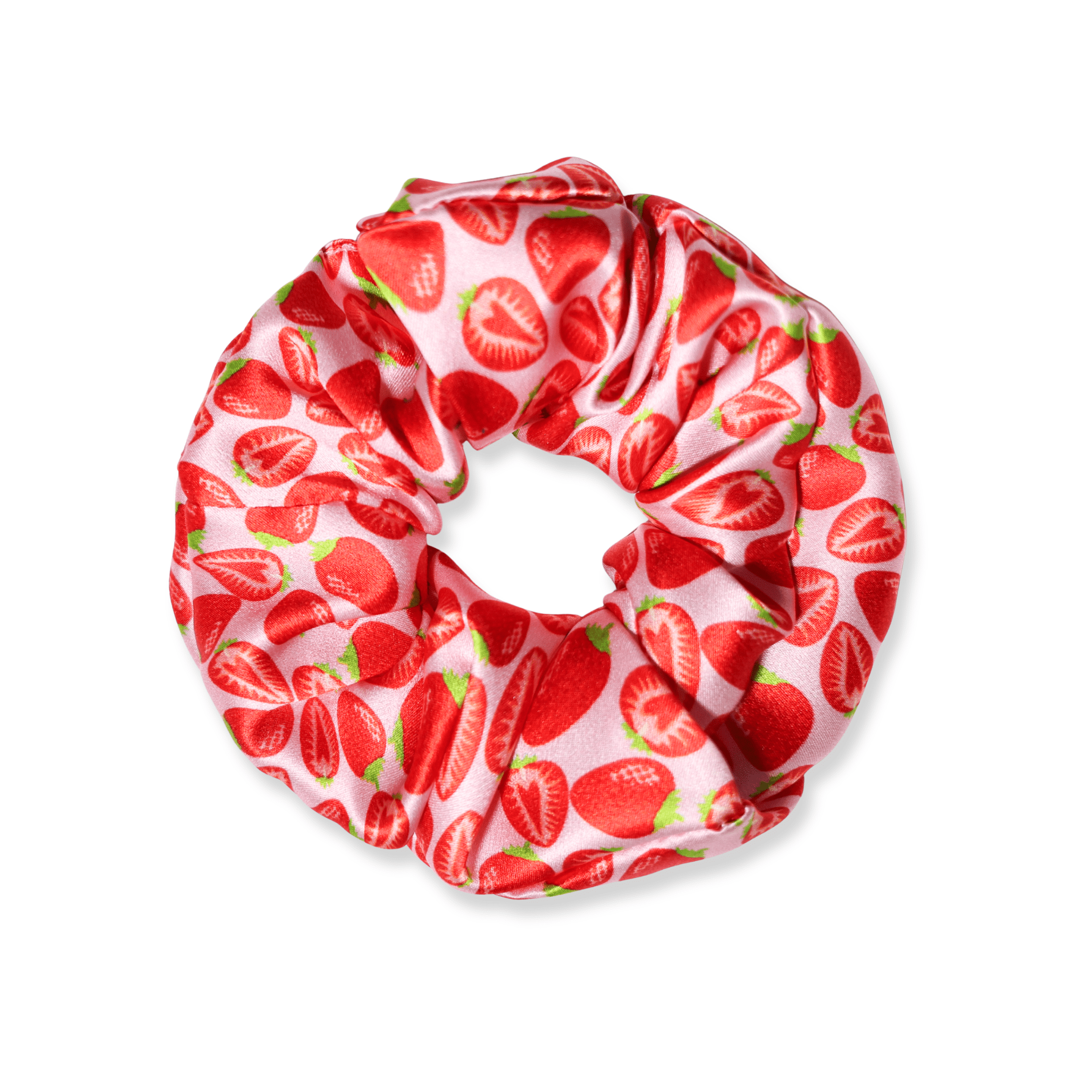 NOCHKA Strawberry Print of Silk Scrunchies – Ultra Thin, Skinny, Regular & Jumbo - NOCHKA