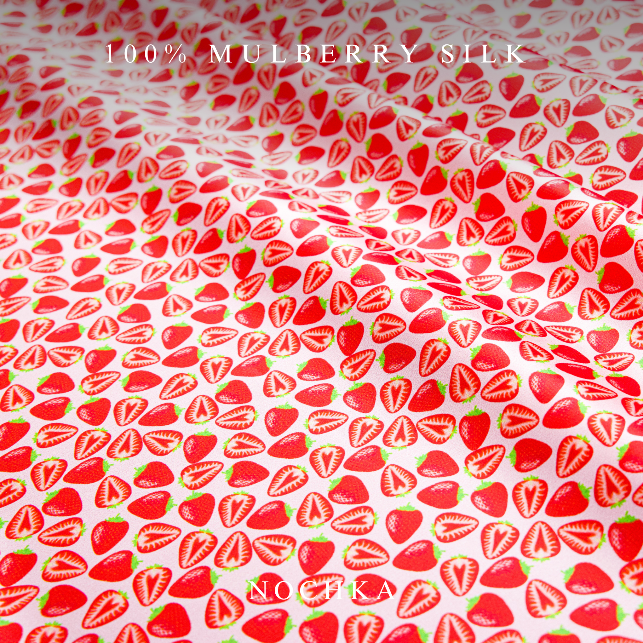 NOCHKA Strawberry Print of Silk Scrunchies – Ultra Thin, Skinny, Regular & Jumbo - NOCHKA
