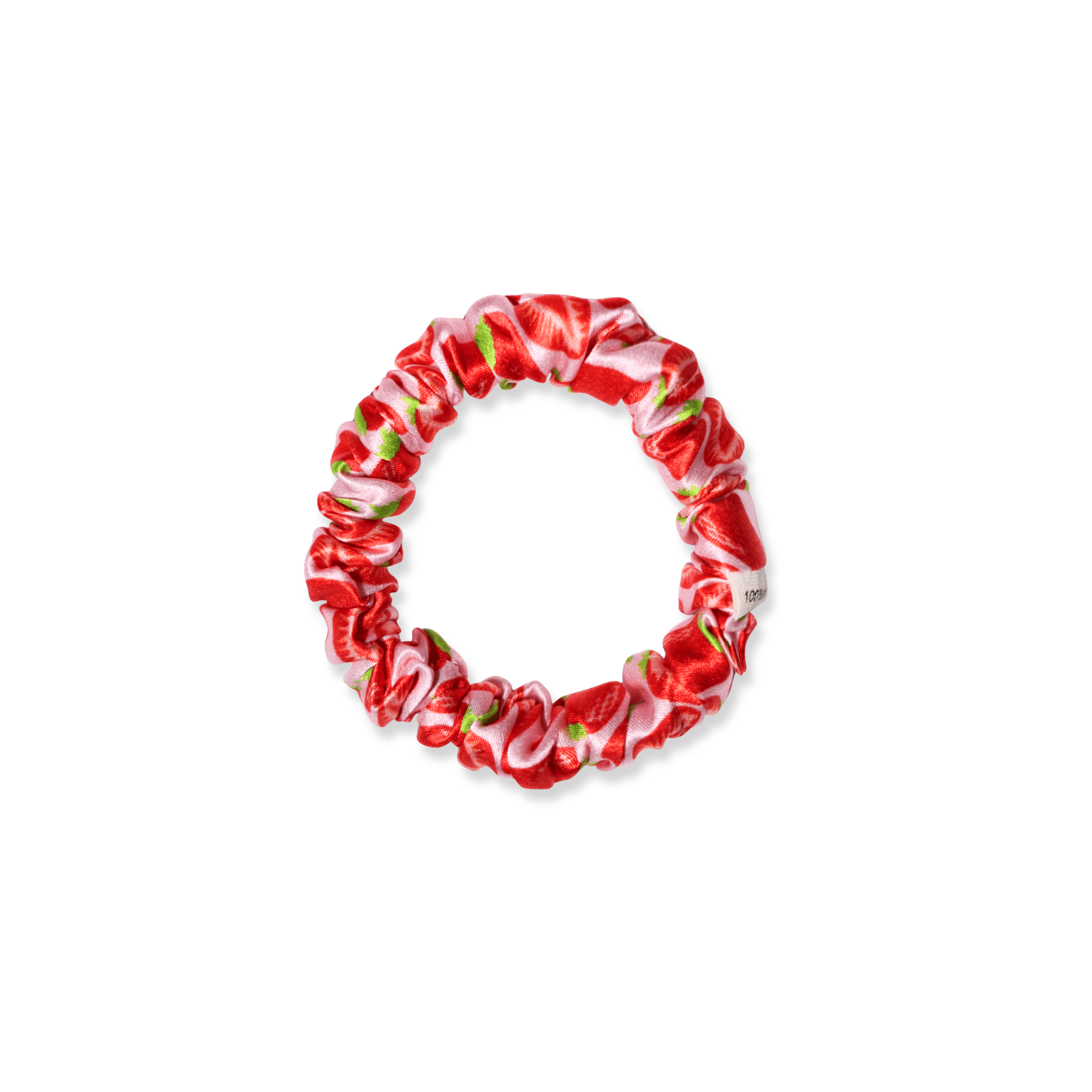 NOCHKA Strawberry Print of Silk Scrunchies – Ultra Thin, Skinny, Regular & Jumbo - NOCHKA