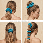 NOCHKA Teal Velvet Silk Scrunchies – Ultra Thin, Skinny, Regular & Jumbo Hair Ties – Soft Luxury Black Scrunchies for All Hair Type - NOCHKA
