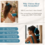 NOCHKA Teal Velvet Silk Scrunchies – Ultra Thin, Skinny, Regular & Jumbo Hair Ties – Soft Luxury Black Scrunchies for All Hair Type - NOCHKA
