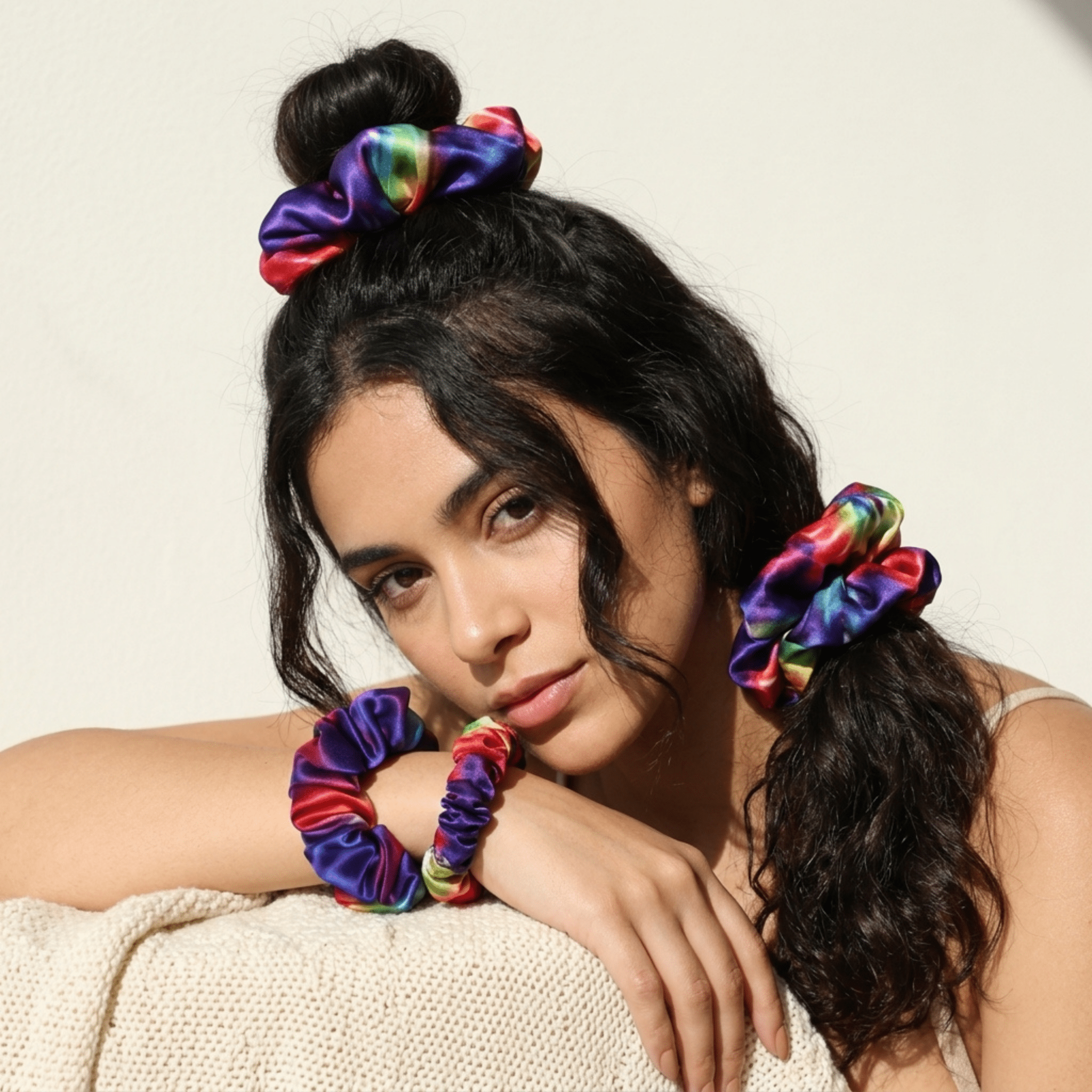 NOCHKA Tie Dye Print of Silk Scrunchies – Ultra Thin, Skinny, Regular & Jumbo - NOCHKA
